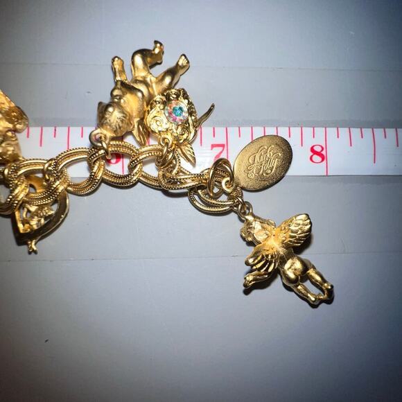 Vintage Kirks Folly Secret Of The Seven Angels Goldtone Charm Watch Bracelet SZ7 - Picture 16 of 16
